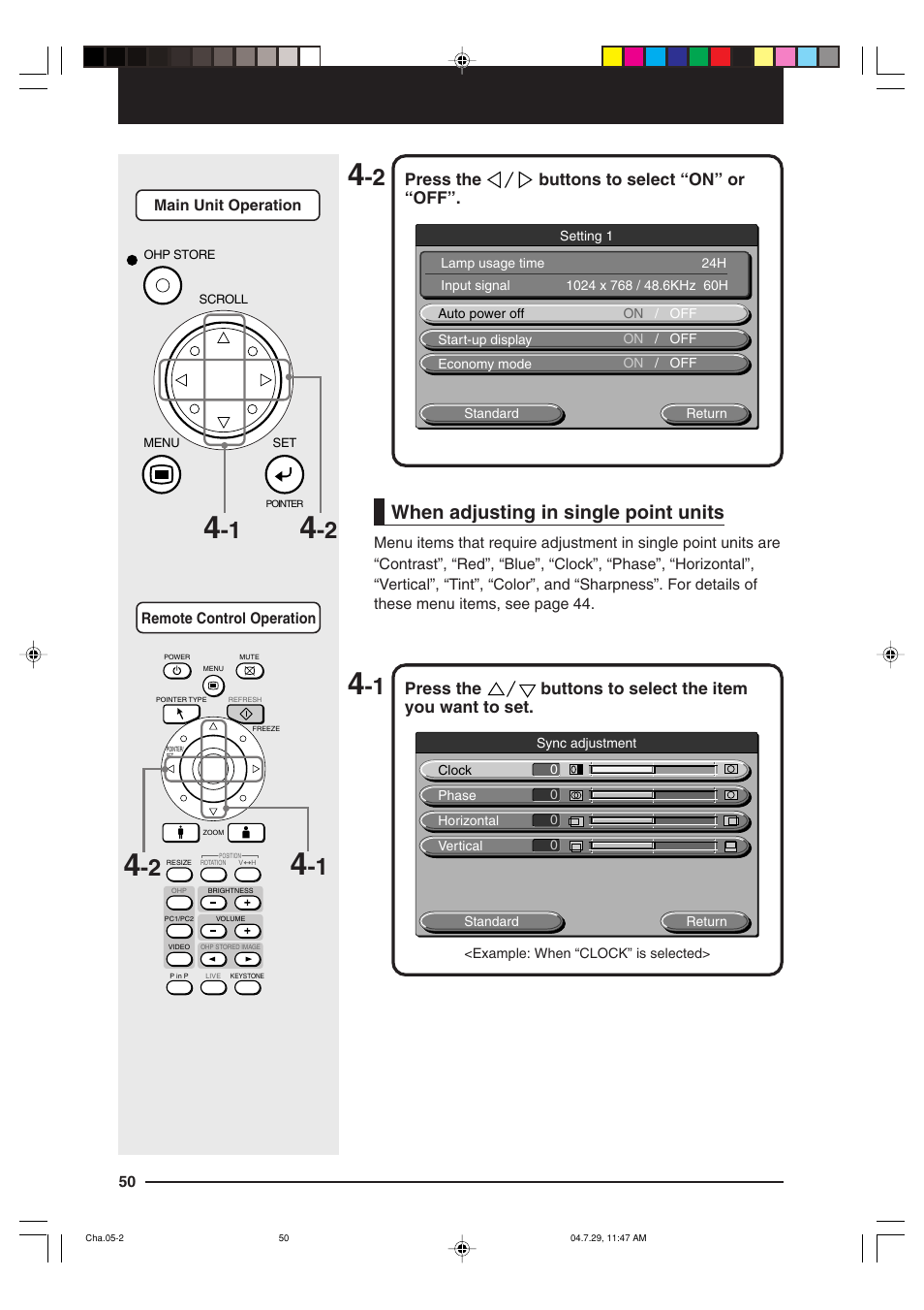 When adjusting in single point units | Kensington MP-700 User Manual | Page 50 / 72