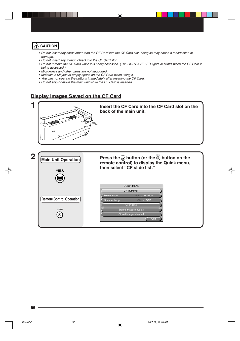 Display images saved on the cf card, Press the, Button (or the | Kensington MP-700 User Manual | Page 56 / 72