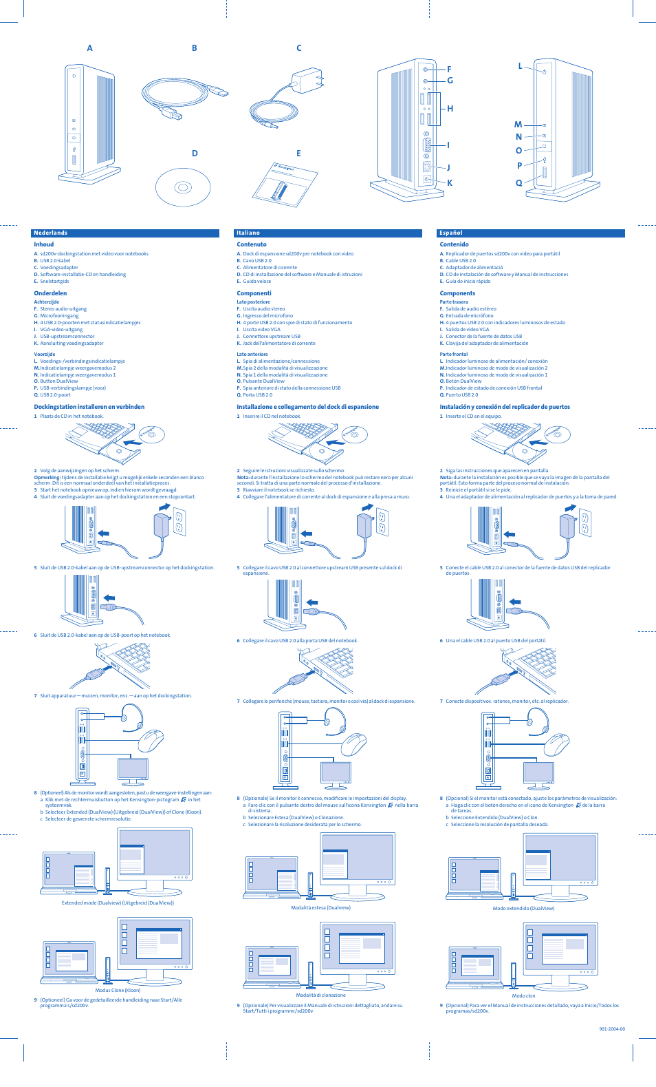 Ab c d e | Kensington sd200v User Manual | Page 2 / 2