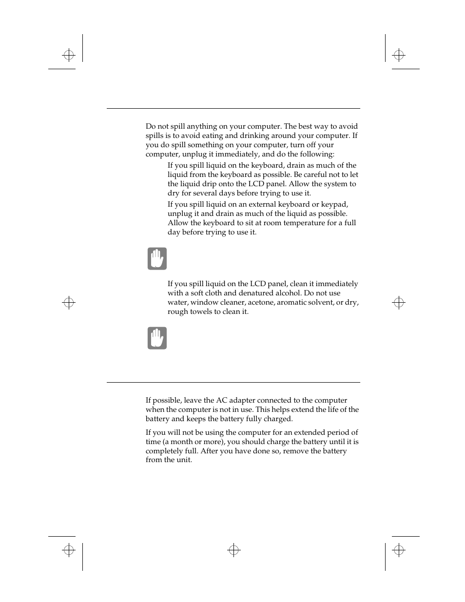 Handling spills, Storing the computer for long periods | Kensington M Series User Manual | Page 23 / 124