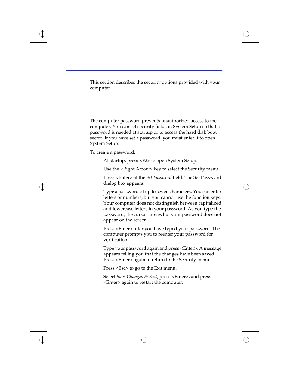 Using system security, Creating a password | Kensington M Series User Manual | Page 66 / 124
