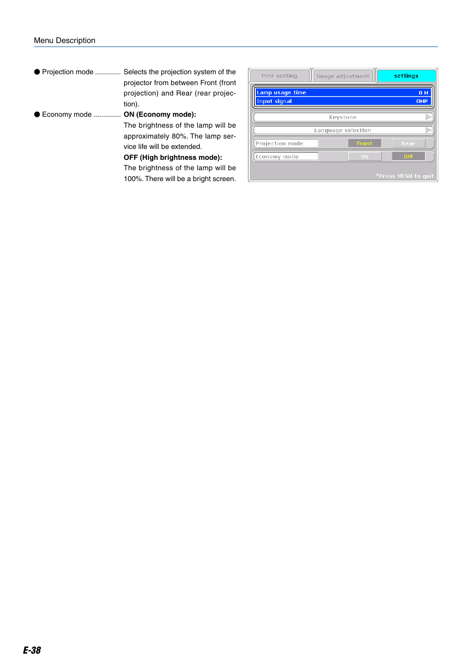 E-38 | Kensington MP-20E User Manual | Page 38 / 47