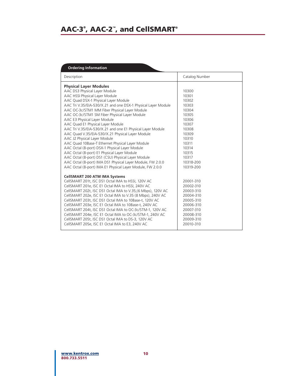 Aac-3, Aac-2, And cellsmart | Kentrox AAC-2TM User Manual | Page 10 / 12