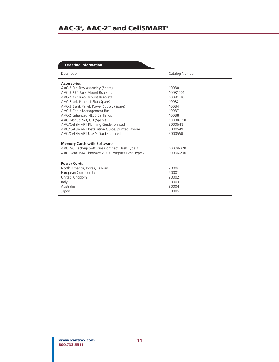 Aac-3, Aac-2, And cellsmart | Kentrox AAC-2TM User Manual | Page 11 / 12