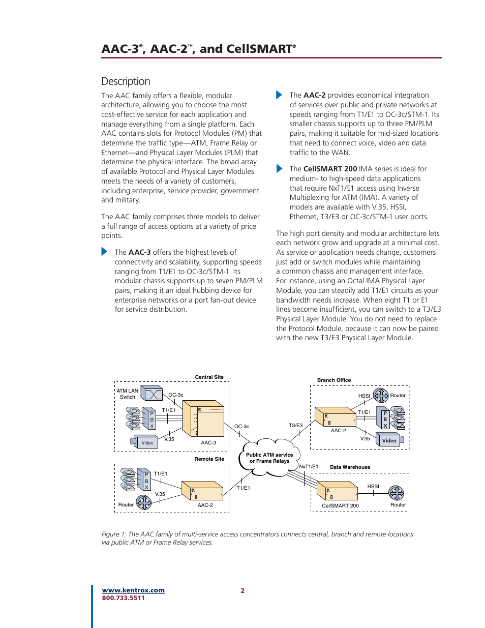 Aac-3, Aac-2, And cellsmart | Description | Kentrox AAC-2TM User Manual | Page 2 / 12