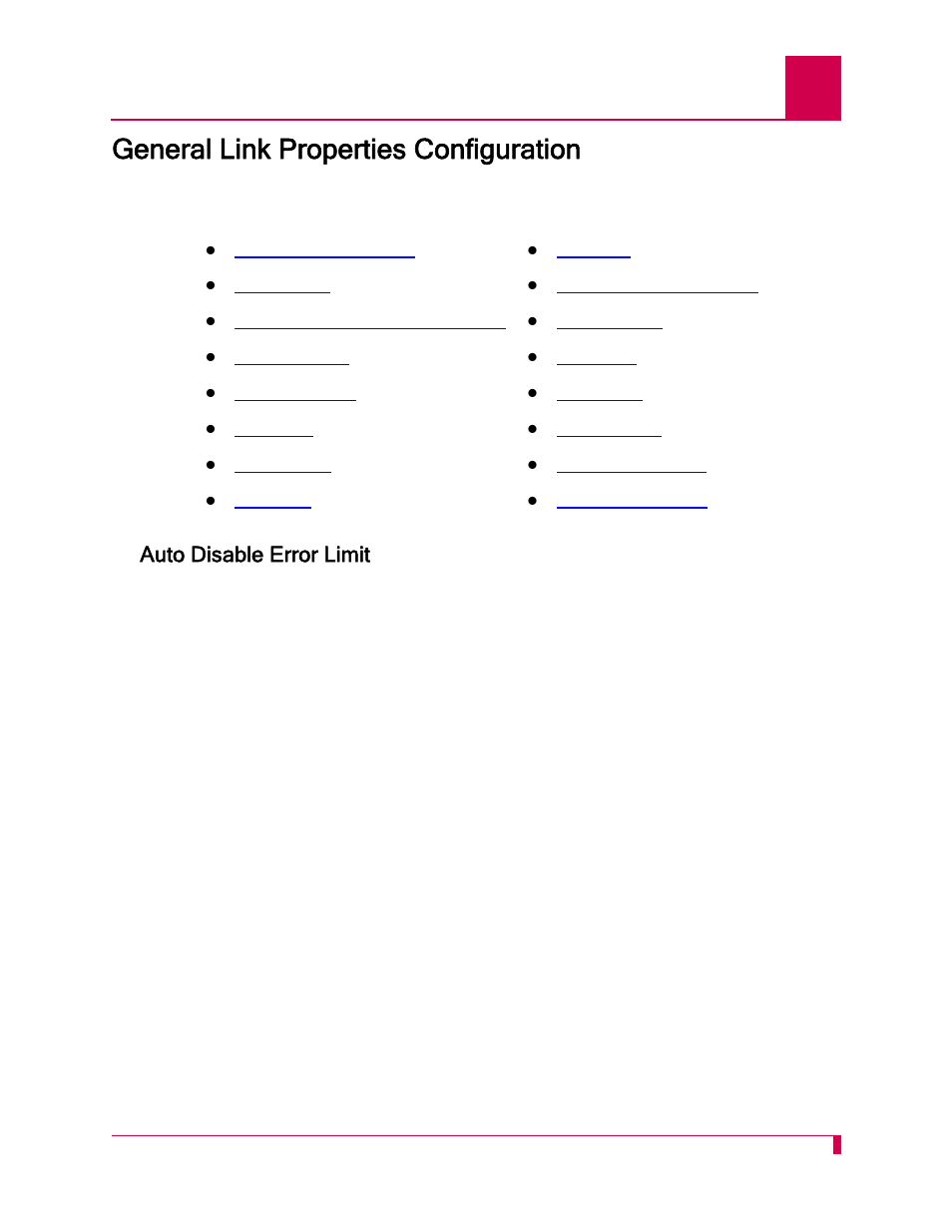 General link properties configuration, Auto disable error limit, General link properties configuration -23 | Auto disable error limit -23 | Kentrox AI296 User Manual | Page 117 / 404