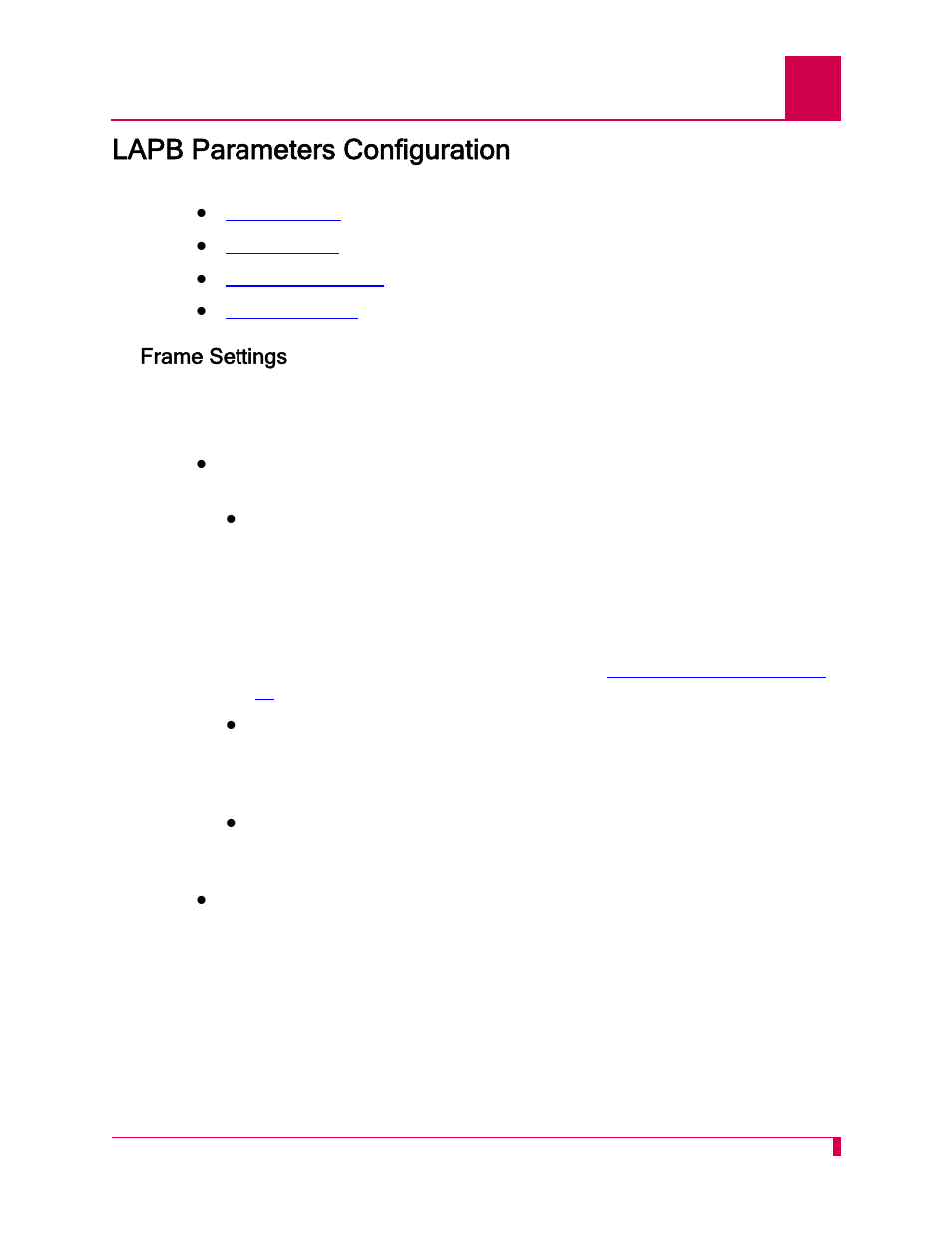 Lapb parameters configuration, Frame settings, Lapb parameters configuration -47 | Frame settings -47 | Kentrox AI296 User Manual | Page 141 / 404