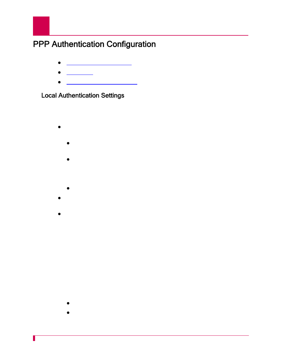 Ppp authentication configuration, Local authentication settings, Ppp authentication configuration -56 | Local authentication settings -56 | Kentrox AI296 User Manual | Page 150 / 404