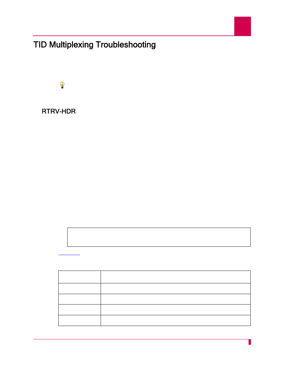 Tid multiplexing troubleshooting, Rtrv-hdr, Tid multiplexing troubleshooting -15 | Rtrv-hdr -15 | Kentrox AI296 User Manual | Page 201 / 404