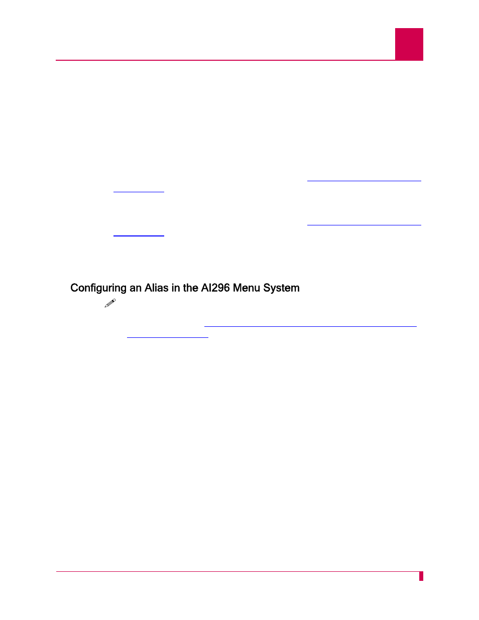 Configuring an alias in the ai296 menu system, Configuring an alias in the ai296 menu system -7 | Kentrox AI296 User Manual | Page 211 / 404