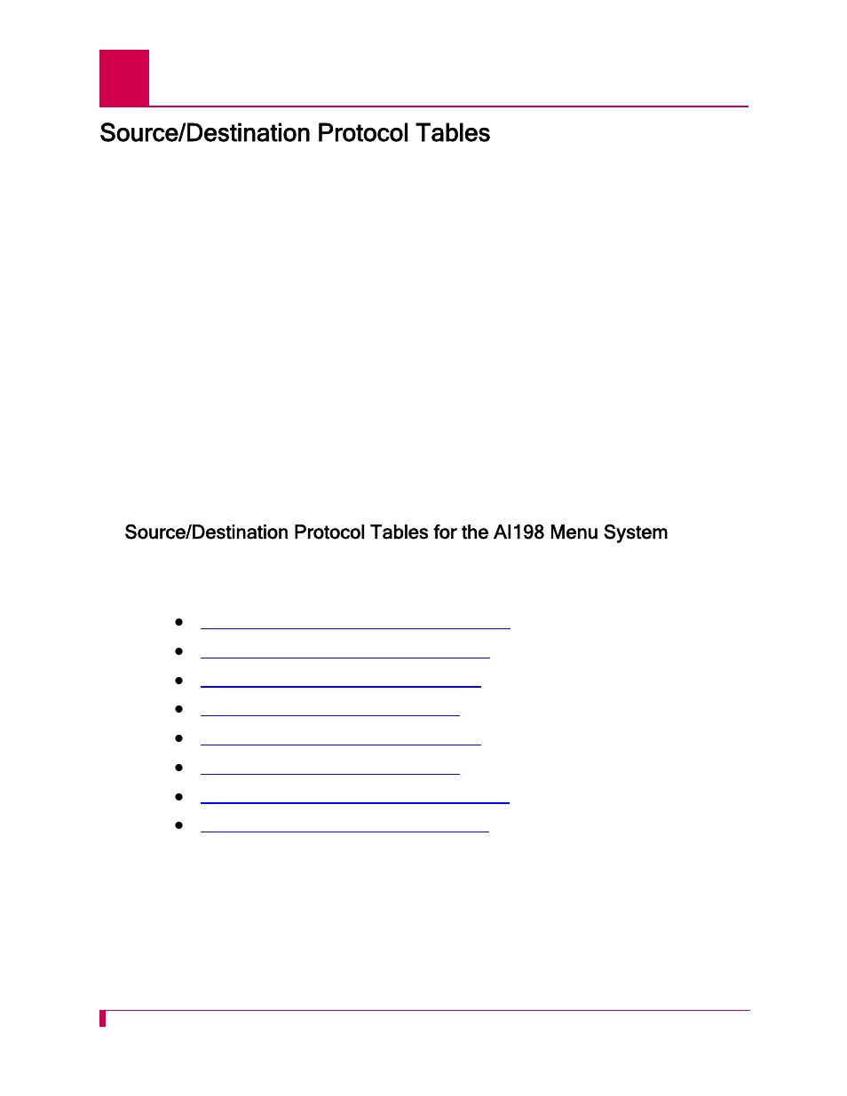 Source/destination protocol tables, Source/destination protocol tables -12 | Kentrox AI296 User Manual | Page 216 / 404