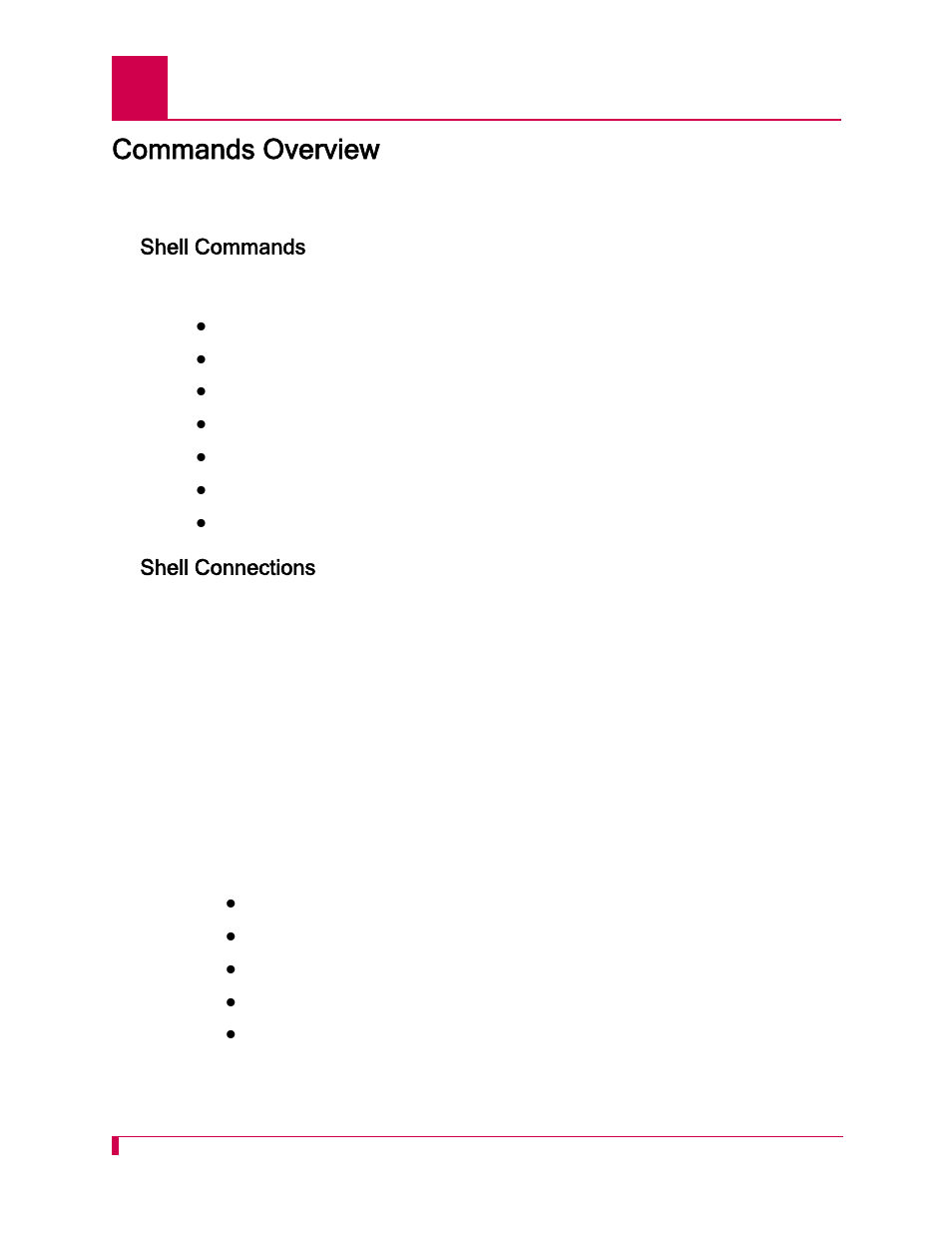 Commands overview, Shell commands, Shell connections | Commands overview -2, Shell commands -2 shell connections -2 | Kentrox AI296 User Manual | Page 260 / 404