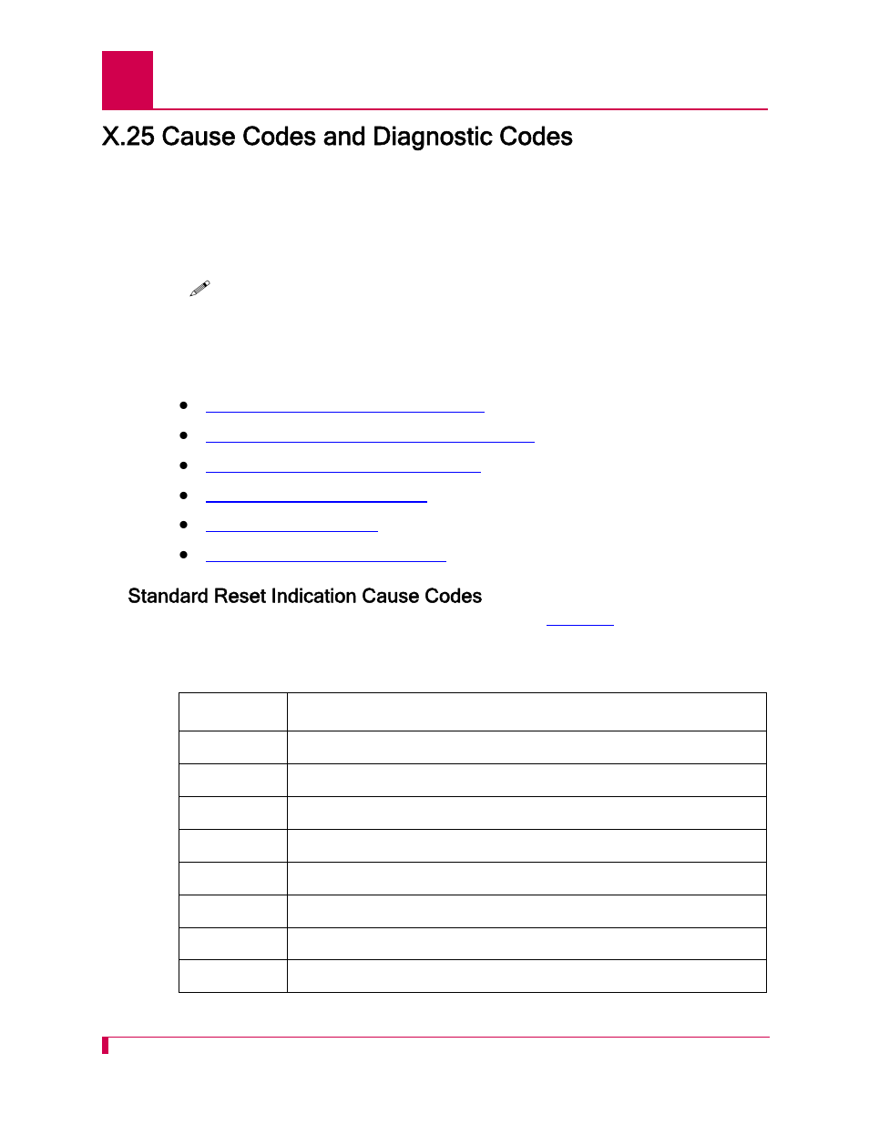 X.25 cause codes and diagnostic codes, Standard reset indication cause codes | Kentrox AI296 User Manual | Page 384 / 404