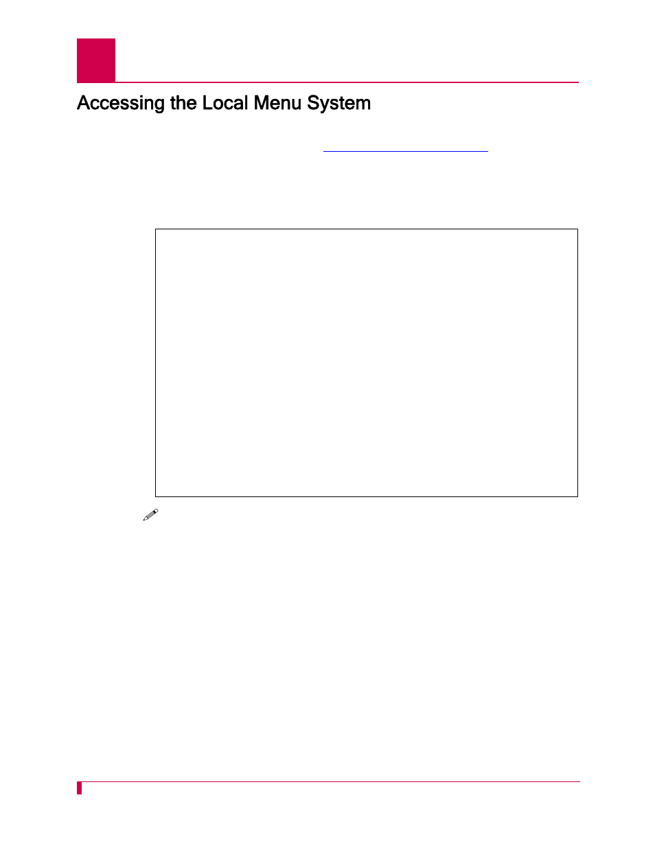 Accessing the local menu system, Accessing the local menu system -6 | Kentrox AI296 User Manual | Page 46 / 404