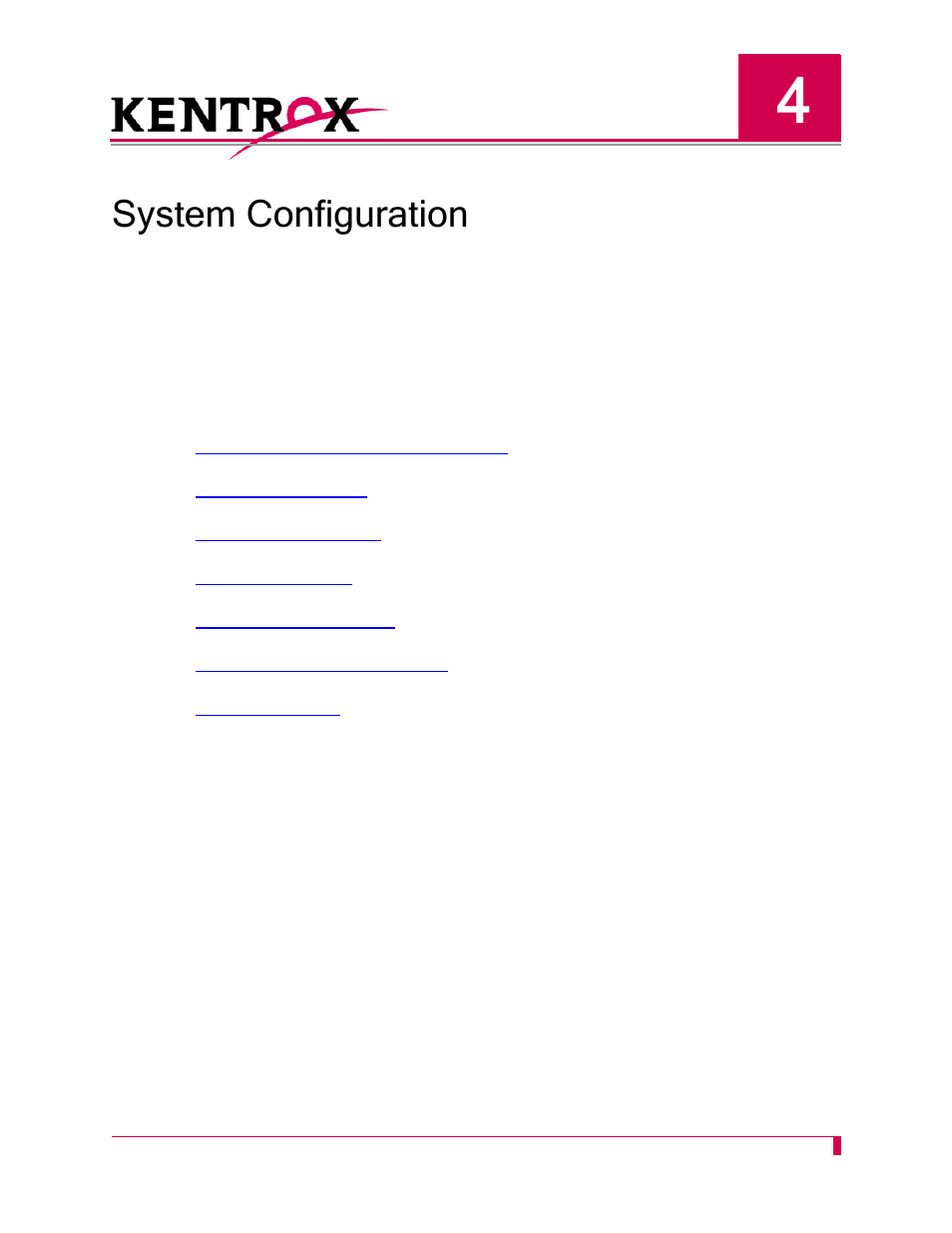 System configuration, Chapter 4: system configuration -1, Chapter 4: system configuration | Kentrox AI296 User Manual | Page 51 / 404
