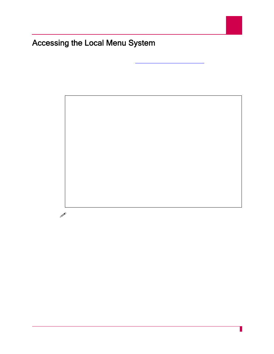 Accessing the local menu system, Accessing the local menu system -7 | Kentrox AI232 User Manual | Page 41 / 322