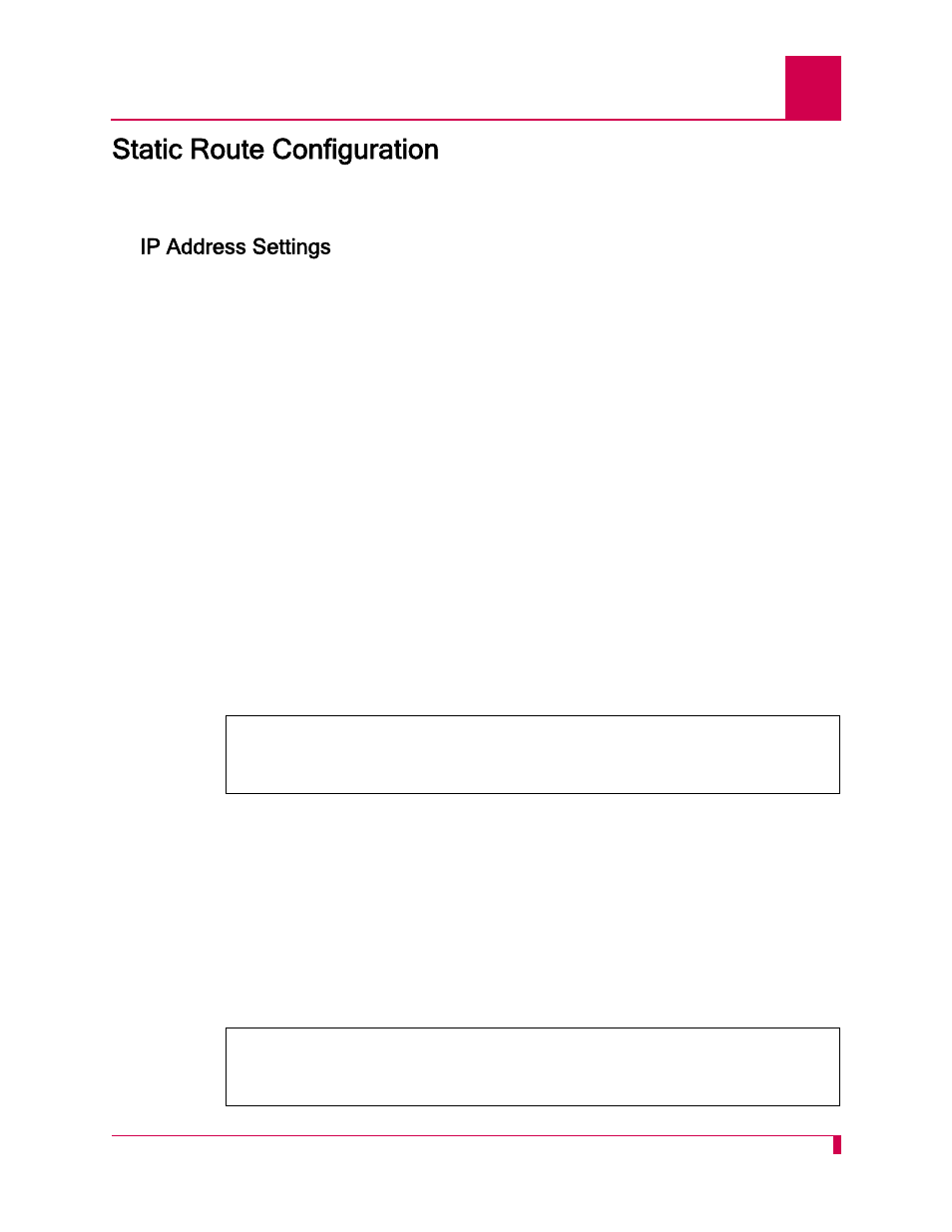 Static route configuration, Ip address settings, Static route configuration -25 | Ip address settings -25 | Kentrox AI232 User Manual | Page 71 / 322