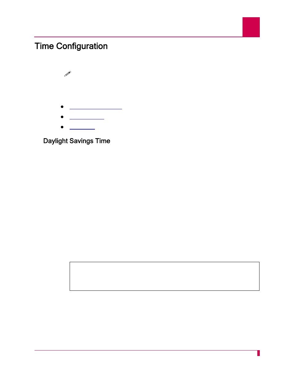 Time configuration, Daylight savings time, Time configuration -31 | Daylight savings time -31 | Kentrox AI232 User Manual | Page 77 / 322