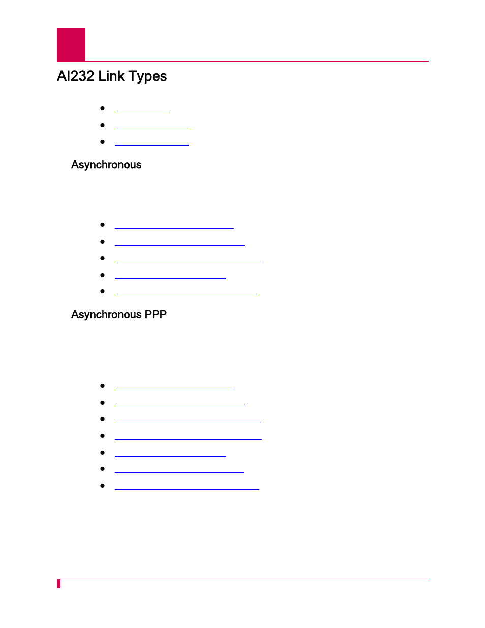 Ai232 link types, Asynchronous, Asynchronous ppp | Ai232 link types -2, Asynchronous -2 asynchronous ppp -2 | Kentrox AI232 User Manual | Page 82 / 322
