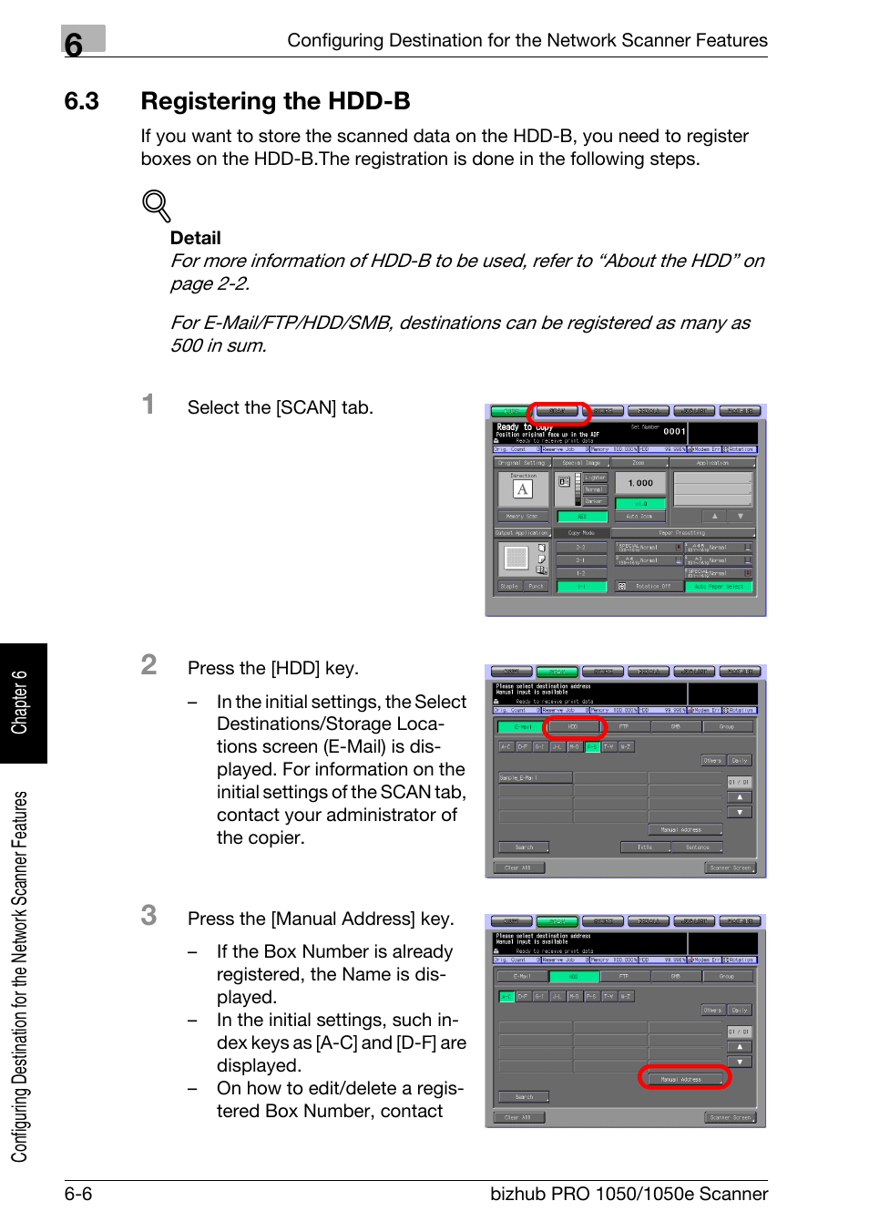 3 registering the hdd-b, Registering the hdd-b -6, Registering the hdd-b | P.6-6 | Konica Minolta BIZHUB PRO 1050E User Manual | Page 101 / 190