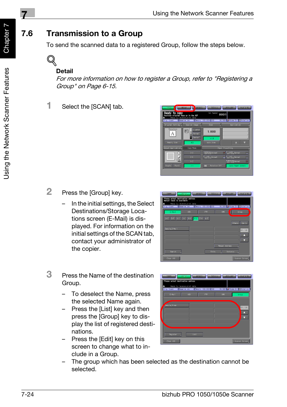 6 transmission to a group, Transmission to a group -24 | Konica Minolta BIZHUB PRO 1050E User Manual | Page 137 / 190