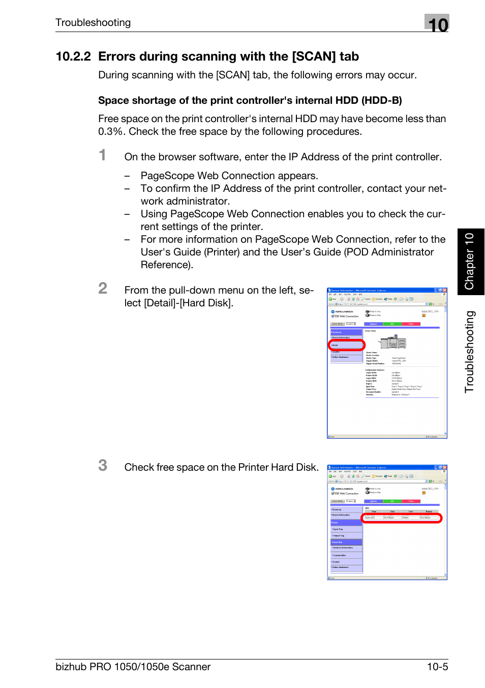 2 errors during scanning with the [scan] tab, Errors during scanning with the [scan] tab -5 | Konica Minolta BIZHUB PRO 1050E User Manual | Page 168 / 190