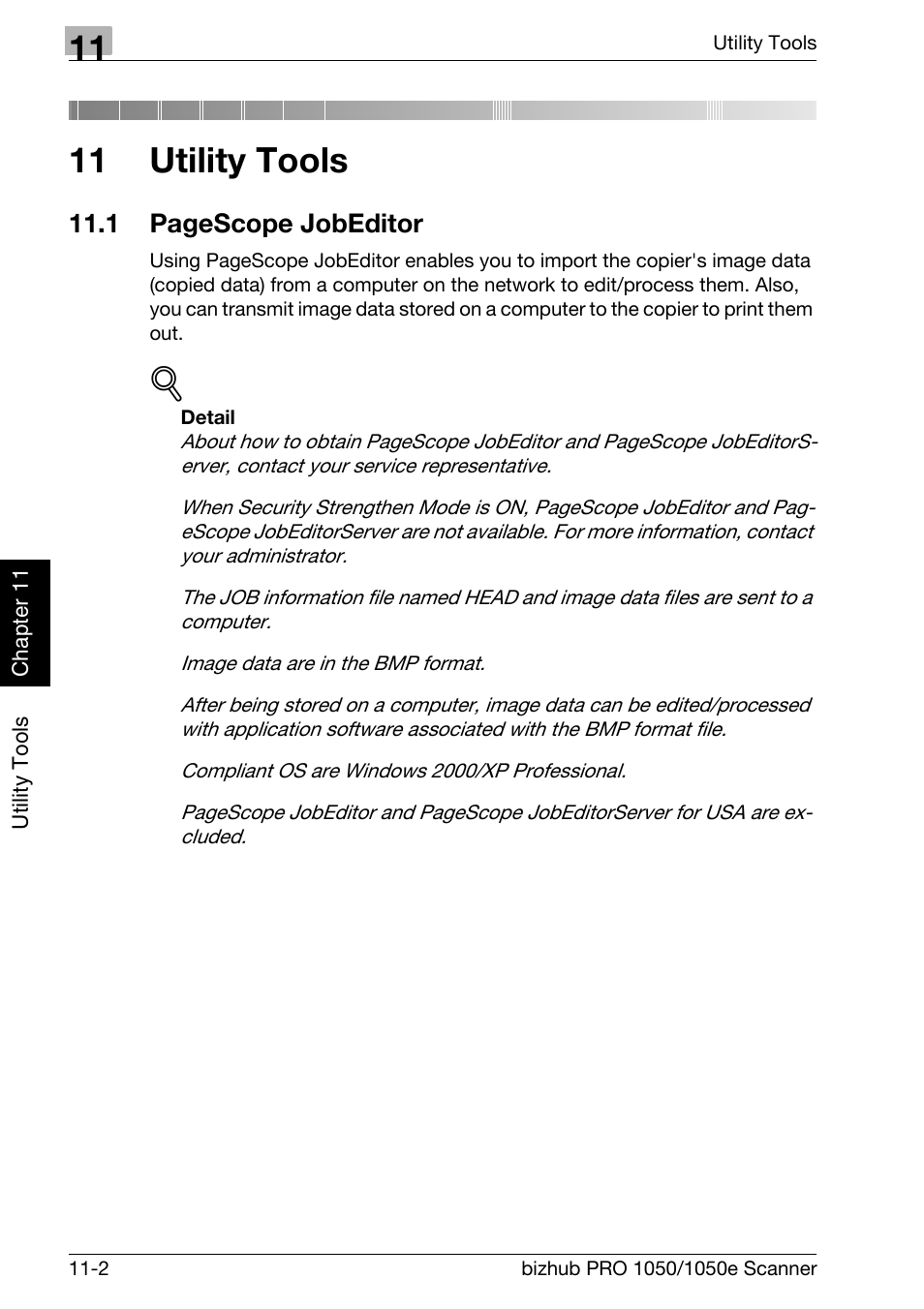 11 utility tools, Chapter 11 utility tools | Konica Minolta BIZHUB PRO 1050E User Manual | Page 171 / 190