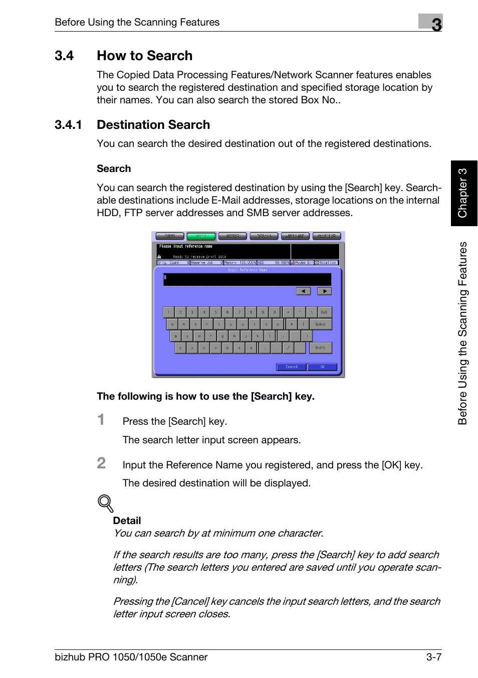 4 how to search, 1 destination search, How to search -7 | Destination search -7 | Konica Minolta BIZHUB PRO 1050E User Manual | Page 30 / 190