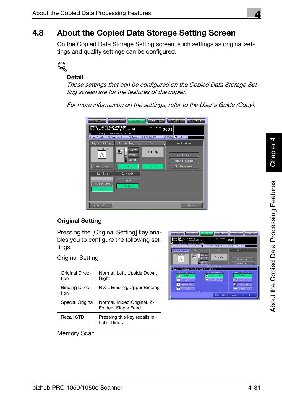 8 about the copied data storage setting screen, About the copied data storage setting screen -31 | Konica Minolta BIZHUB PRO 1050E User Manual | Page 66 / 190