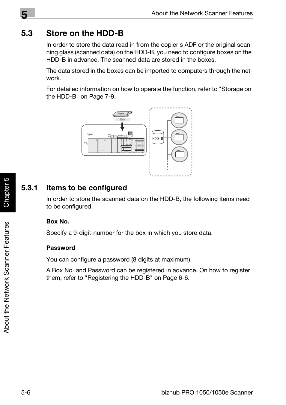 3 store on the hdd-b, 1 items to be configured, Store on the hdd-b -6 | Items to be configured -6, Store on the hdd-b, P.5-6 | Konica Minolta BIZHUB PRO 1050E User Manual | Page 89 / 190