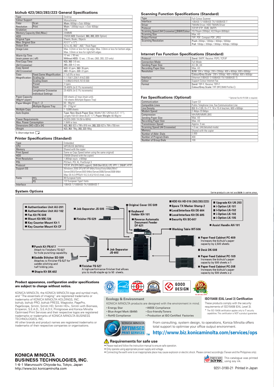 Monochrome mfp with colour scanning, Requirements for safe use | Konica Minolta Bizhub 288 User Manual | Page 8 / 8