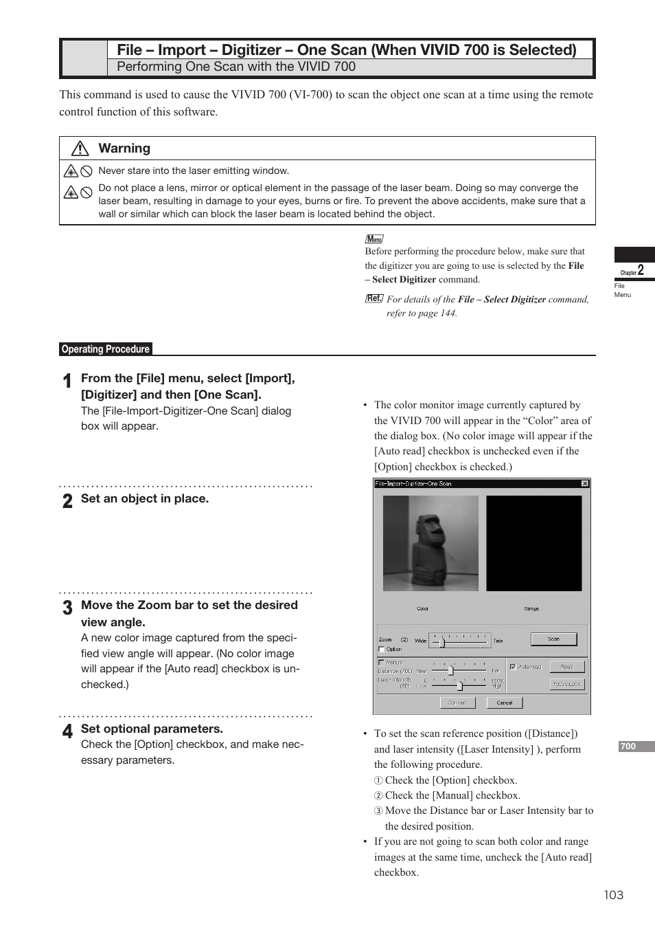 File – import – digitizer – one scan | Konica Minolta Polygon Editing Tool User Manual | Page 105 / 270