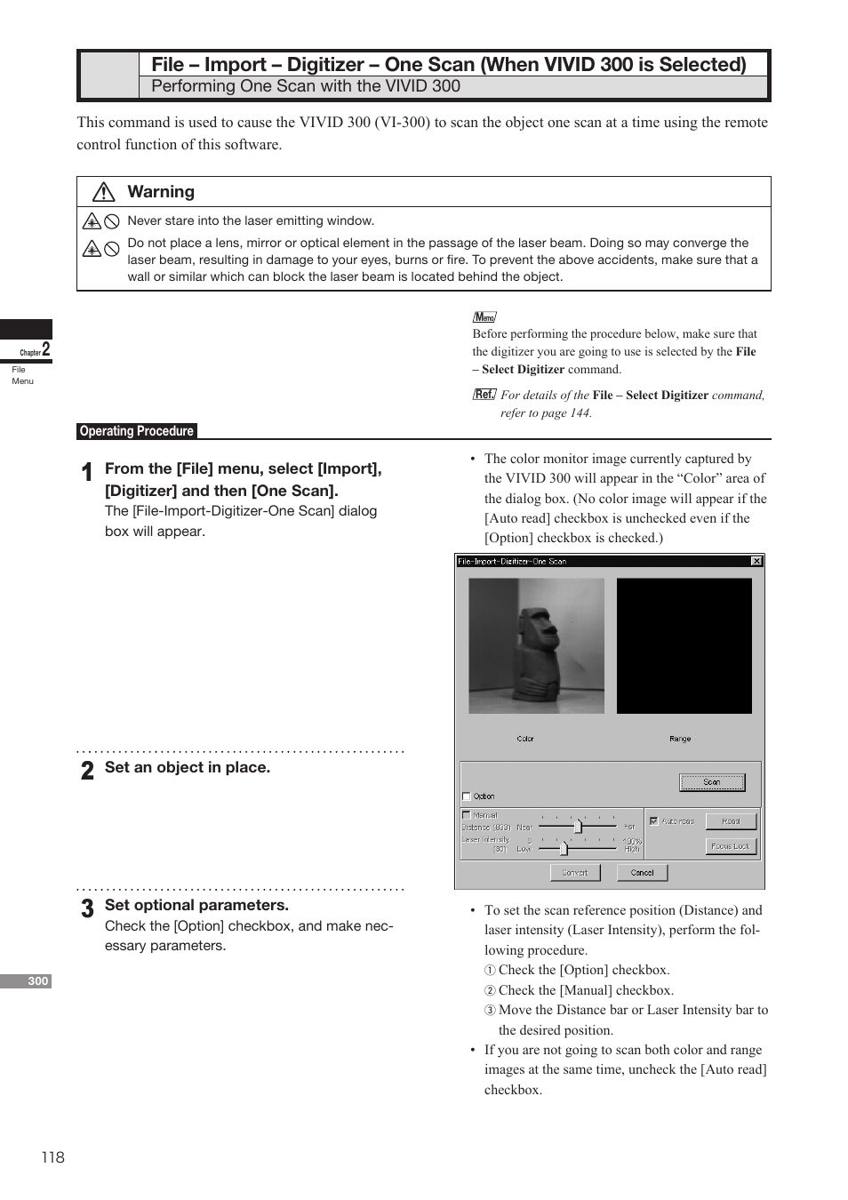 File – import – digitizer – one scan | Konica Minolta Polygon Editing Tool User Manual | Page 120 / 270