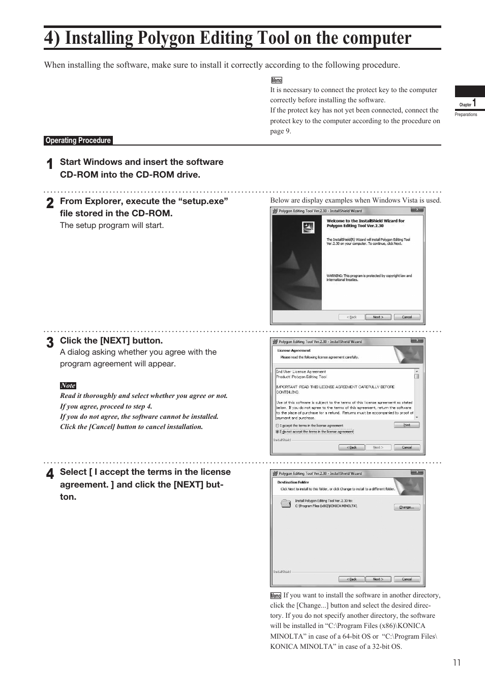 4) installing polygon editing tool on the computer | Konica Minolta Polygon Editing Tool User Manual | Page 13 / 270
