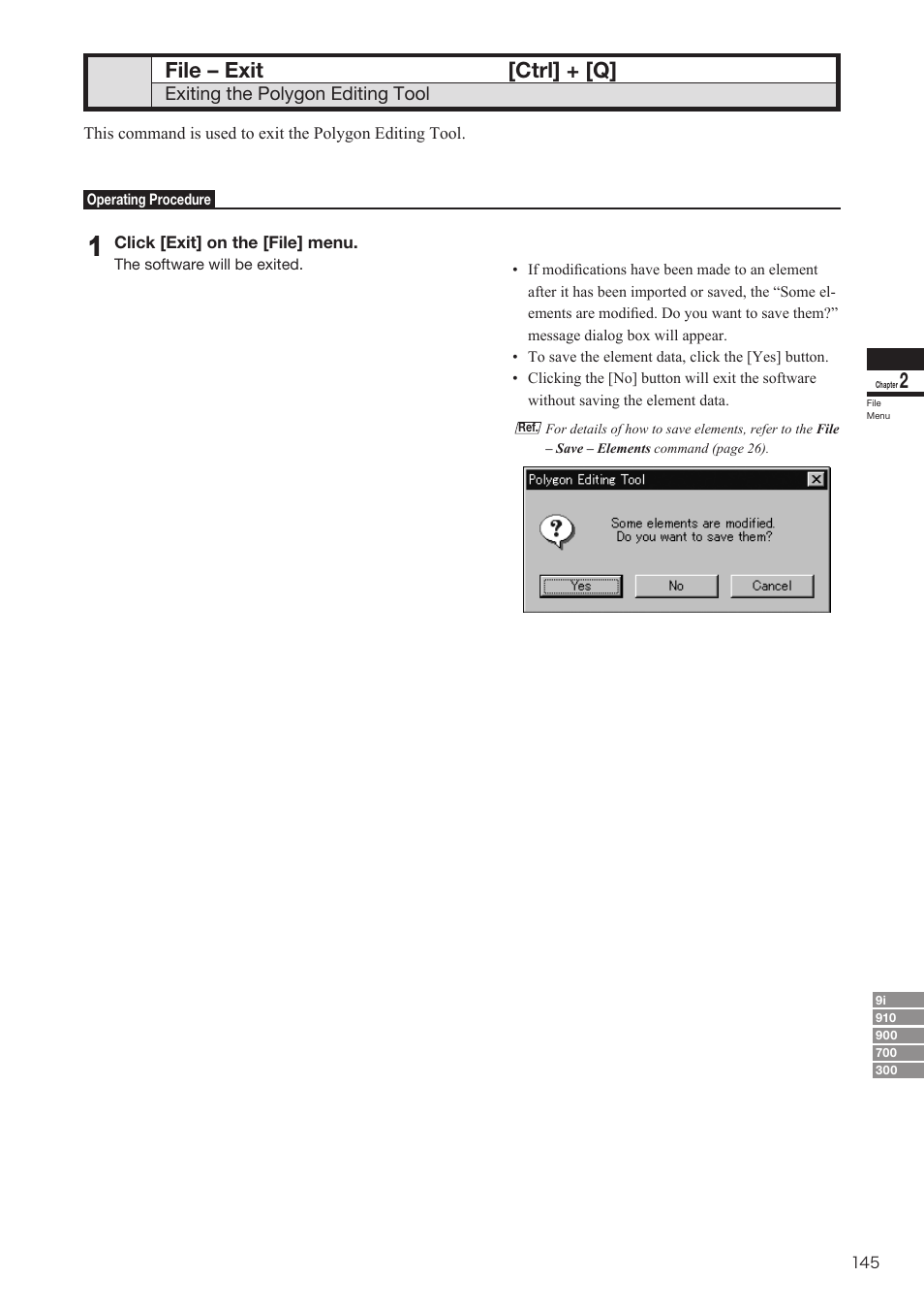 File – exit, File – exit [ctrl] + [q | Konica Minolta Polygon Editing Tool User Manual | Page 147 / 270