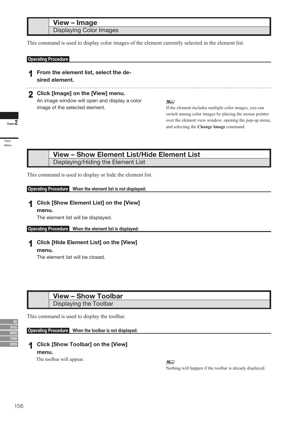 View – image, View – show element list/hide element list, View – show toolbar | Konica Minolta Polygon Editing Tool User Manual | Page 158 / 270