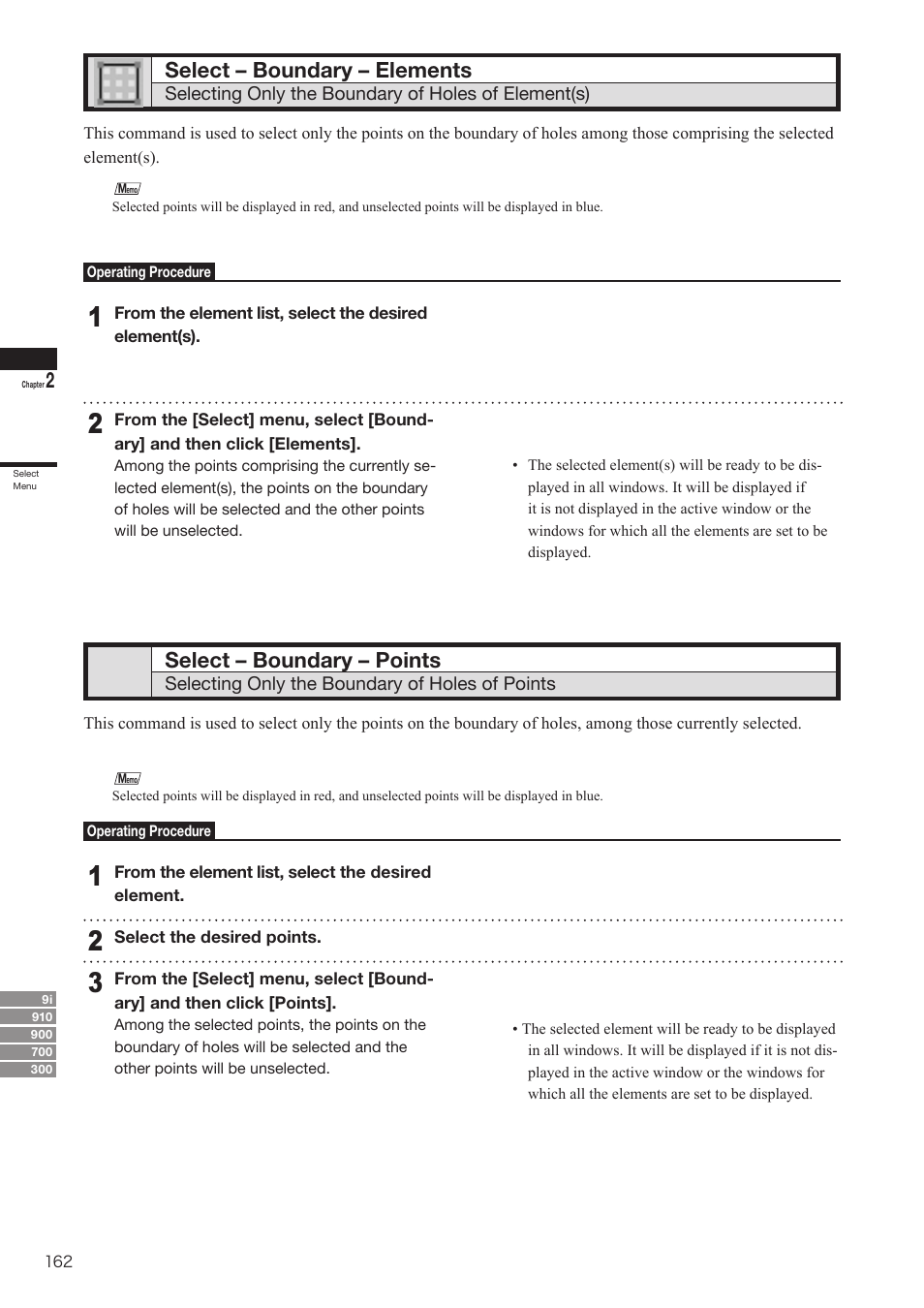 Select – boundary – elements, Select – boundary – points | Konica Minolta Polygon Editing Tool User Manual | Page 164 / 270