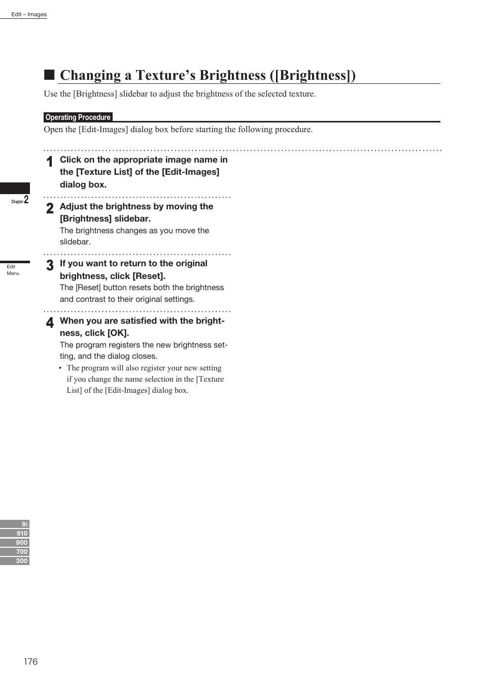 Nchanging a texture’s brightness ([brightness]) | Konica Minolta Polygon Editing Tool User Manual | Page 178 / 270