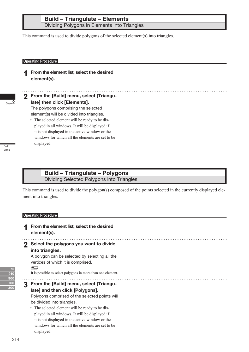 Build – triangulate – elements, Build – triangulate – polygons | Konica Minolta Polygon Editing Tool User Manual | Page 216 / 270