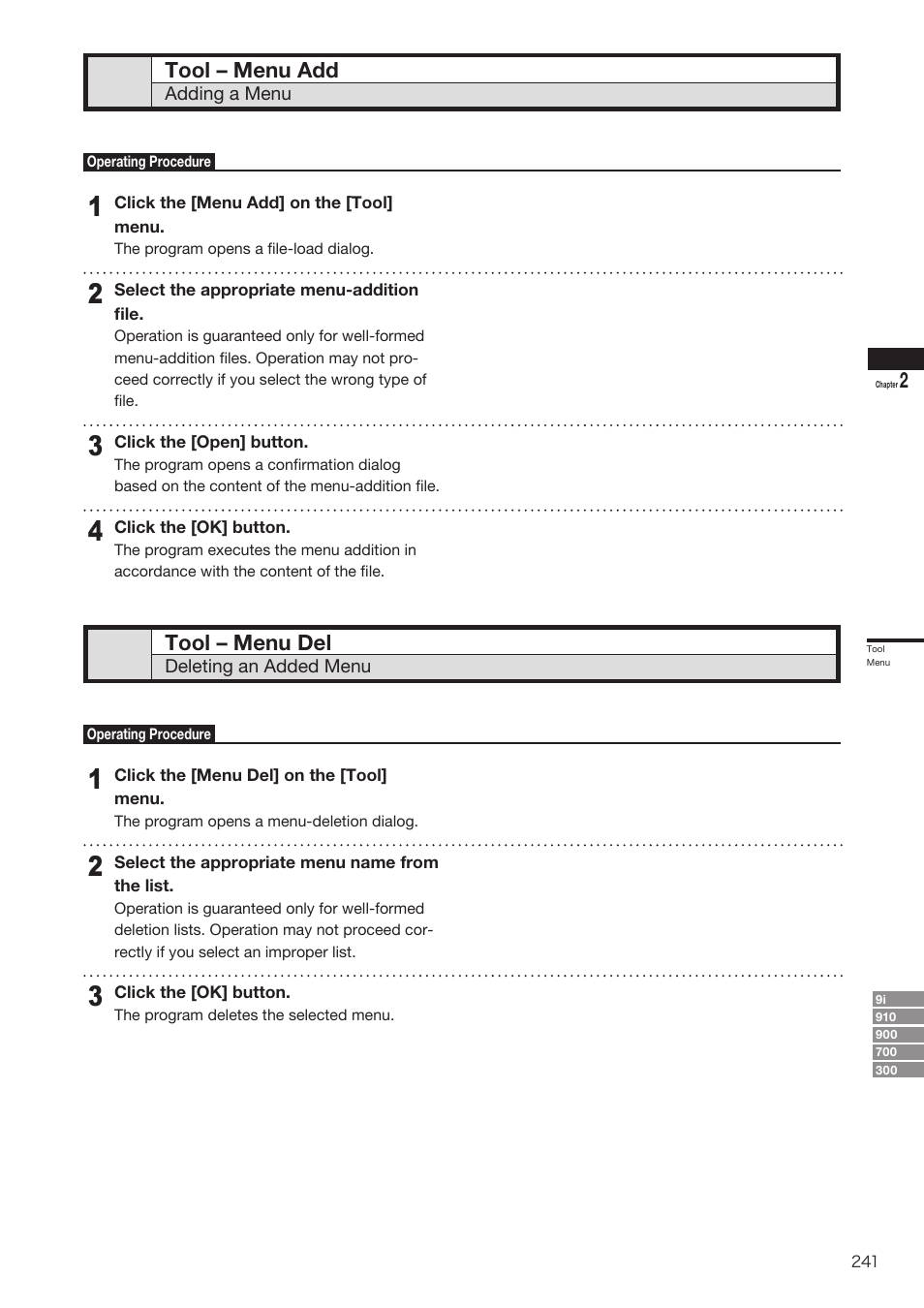 Tool – menu add, Tool – menu del | Konica Minolta Polygon Editing Tool User Manual | Page 243 / 270