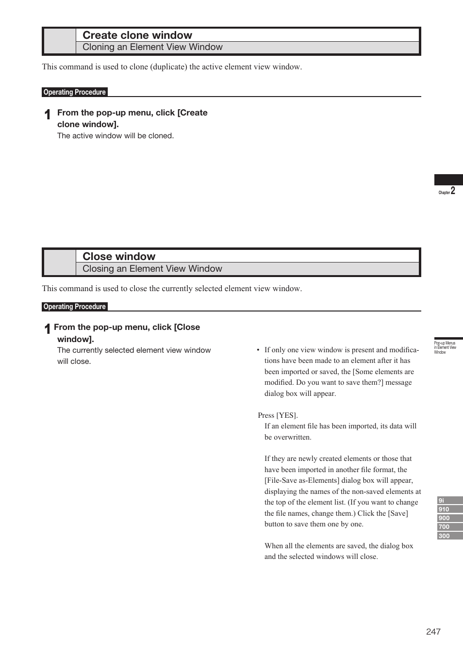 Create clone window, Close window | Konica Minolta Polygon Editing Tool User Manual | Page 249 / 270