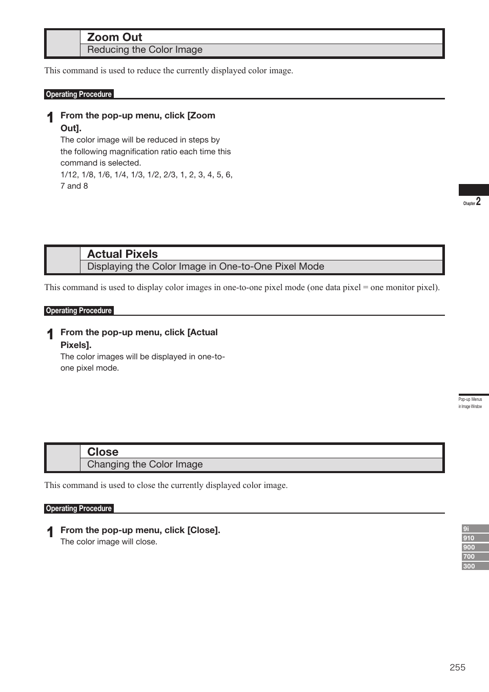 Zoom out, Actual pixel, Close | Actual pixels | Konica Minolta Polygon Editing Tool User Manual | Page 257 / 270