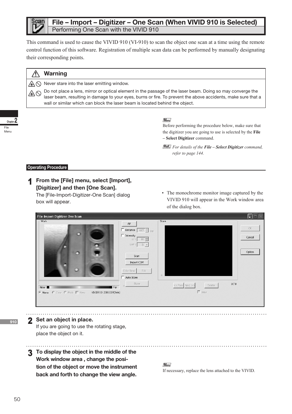 File – import – digitizer – one scan | Konica Minolta Polygon Editing Tool User Manual | Page 52 / 270