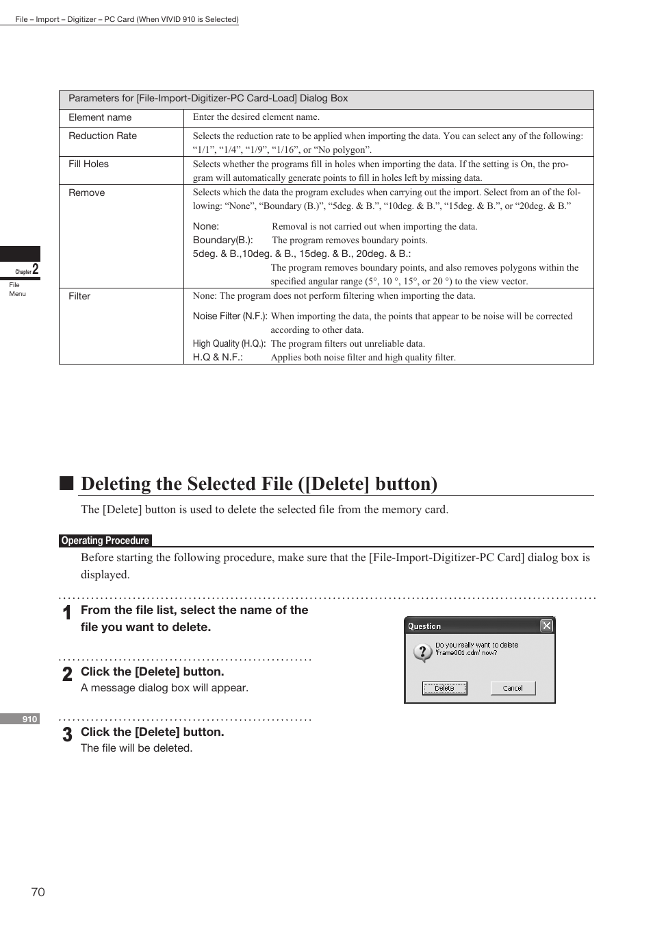 Ndeleting the selected file ([delete] button) | Konica Minolta Polygon Editing Tool User Manual | Page 72 / 270