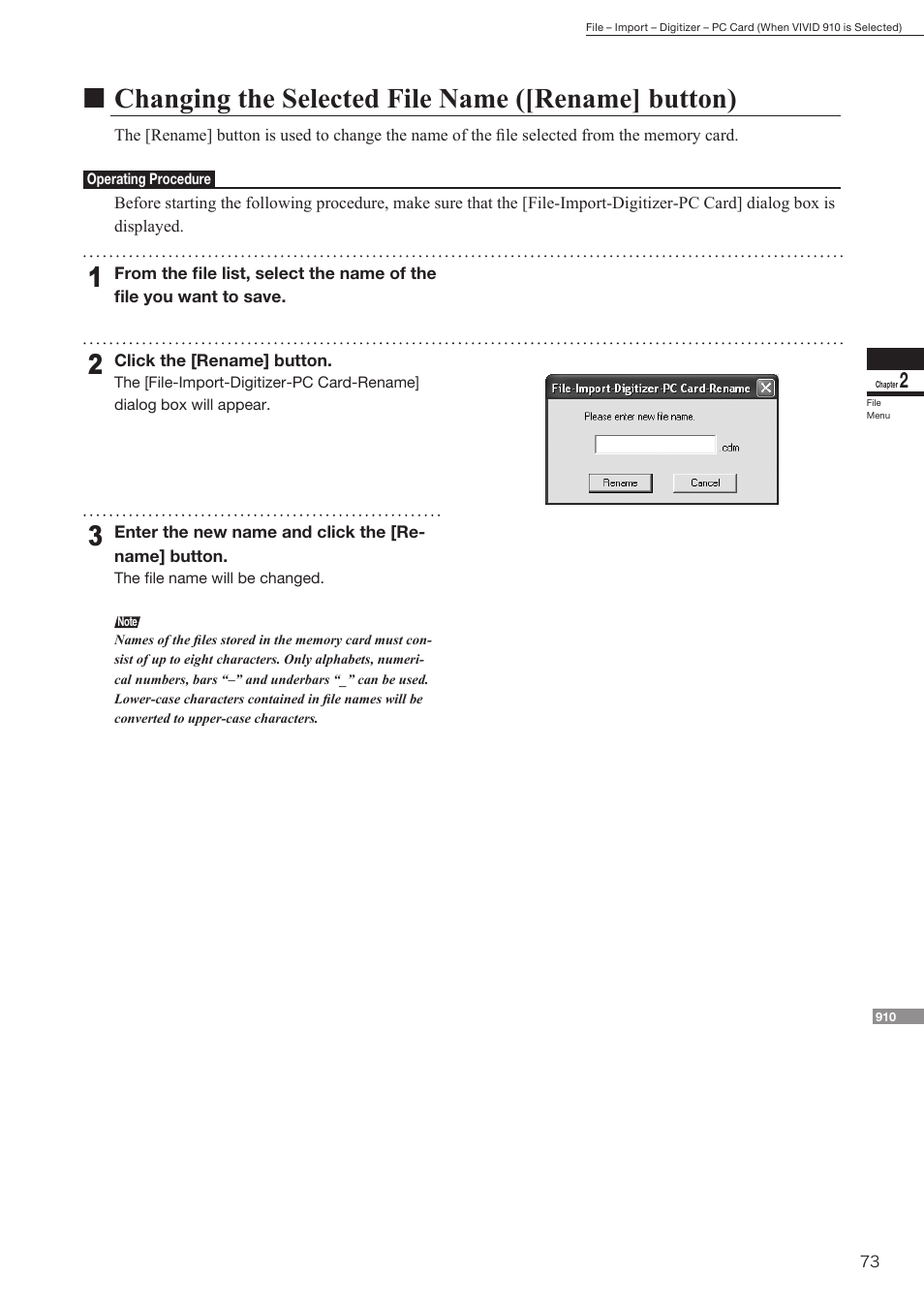 Nchanging the selected file name ([rename] button) | Konica Minolta Polygon Editing Tool User Manual | Page 75 / 270