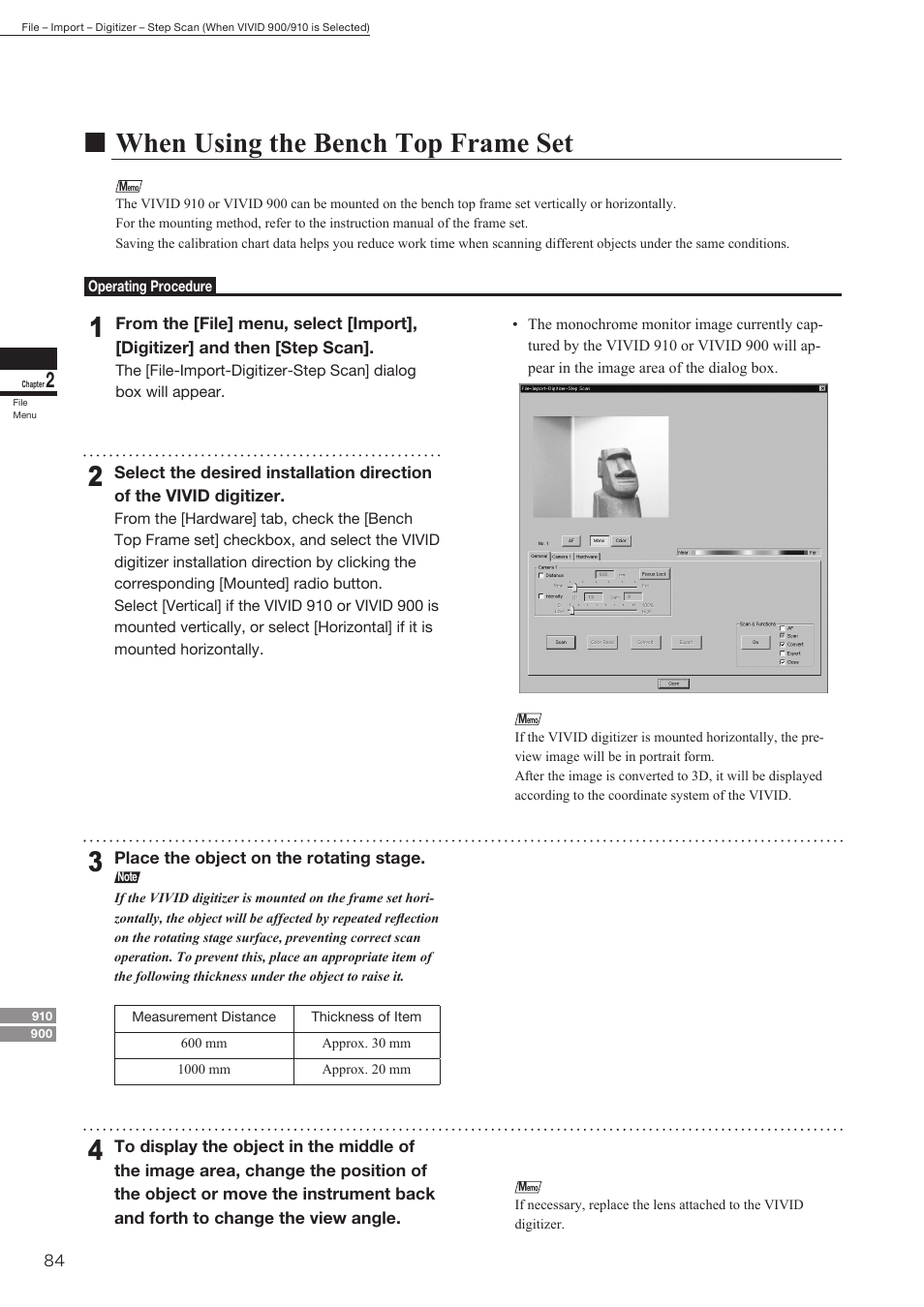 Nwhen using the bench top frame set | Konica Minolta Polygon Editing Tool User Manual | Page 86 / 270