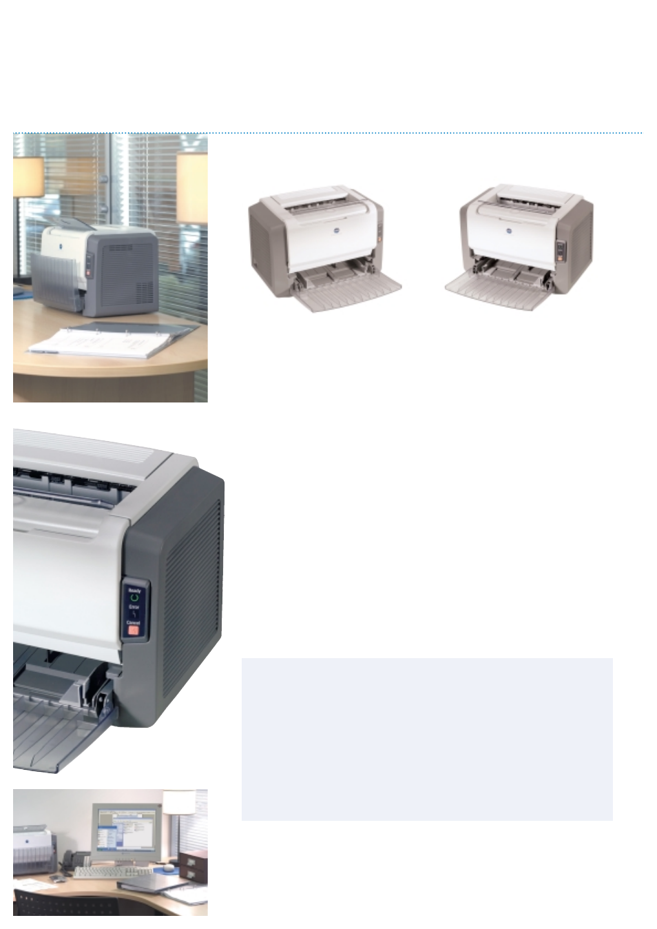 Pagepro 1300 series, Low cost of ownership, Easy to use | Quality you can depend on, Pagepro 1300 series at a glance, Two models to choose from | Konica Minolta 1300 Series User Manual | Page 3 / 4