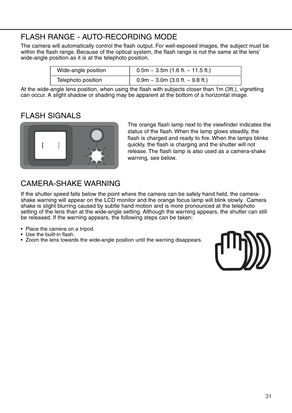 Flash signals | Konica Minolta DiMAGE S404 User Manual | Page 31 / 116