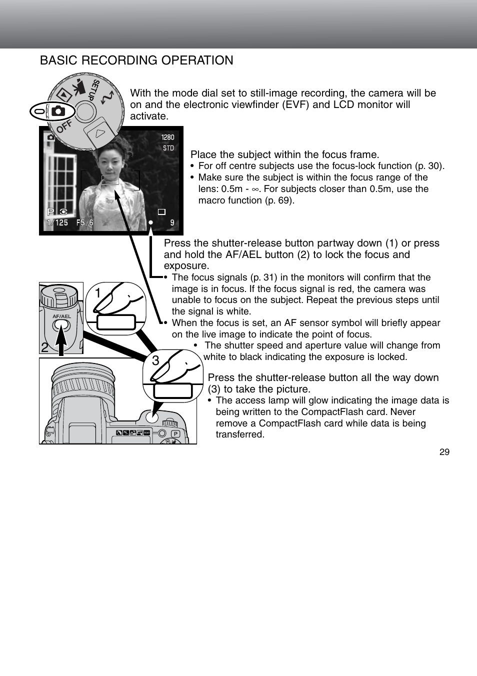Basic recording operation | Konica Minolta 5D User Manual | Page 29 / 150