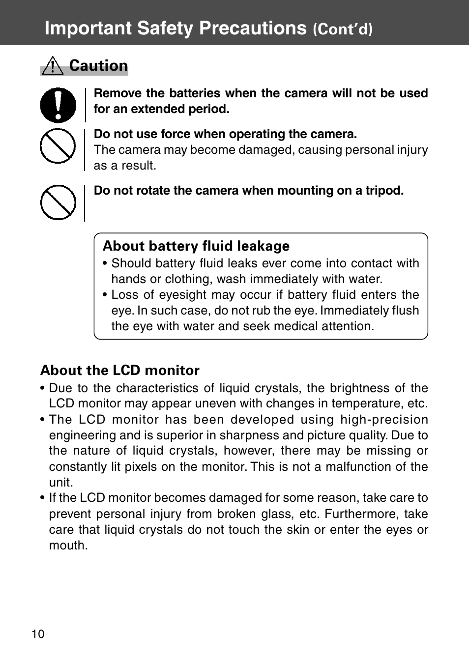 Important safety precautions, Cont’d) caution | Konica Minolta KD-510Z User Manual | Page 10 / 131